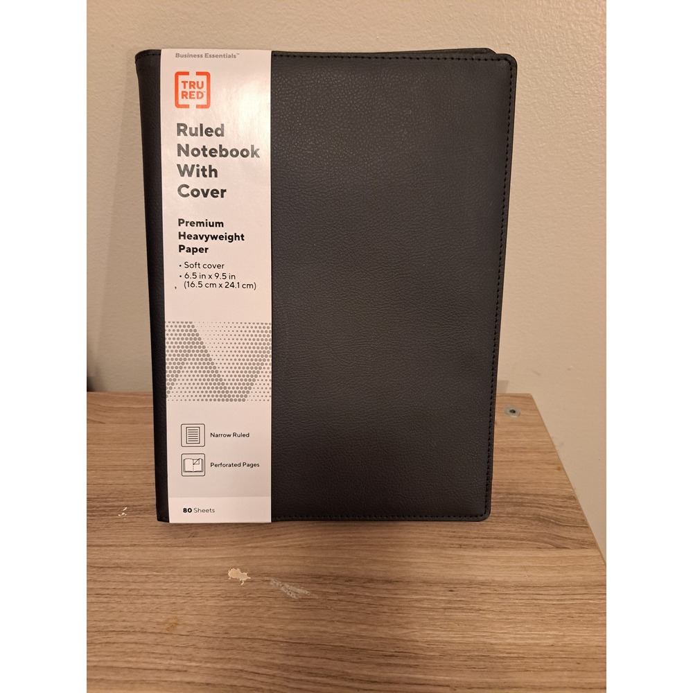 TRU RED Black Essentials Ruled Notebook Soft Cover Premium Paper 80 Sheets
